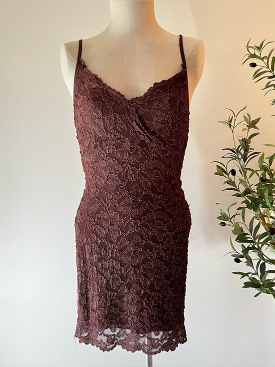 Bisou Bisou Other - Vintage bisou bisou Lace Slip Dress in Chocolate Brown